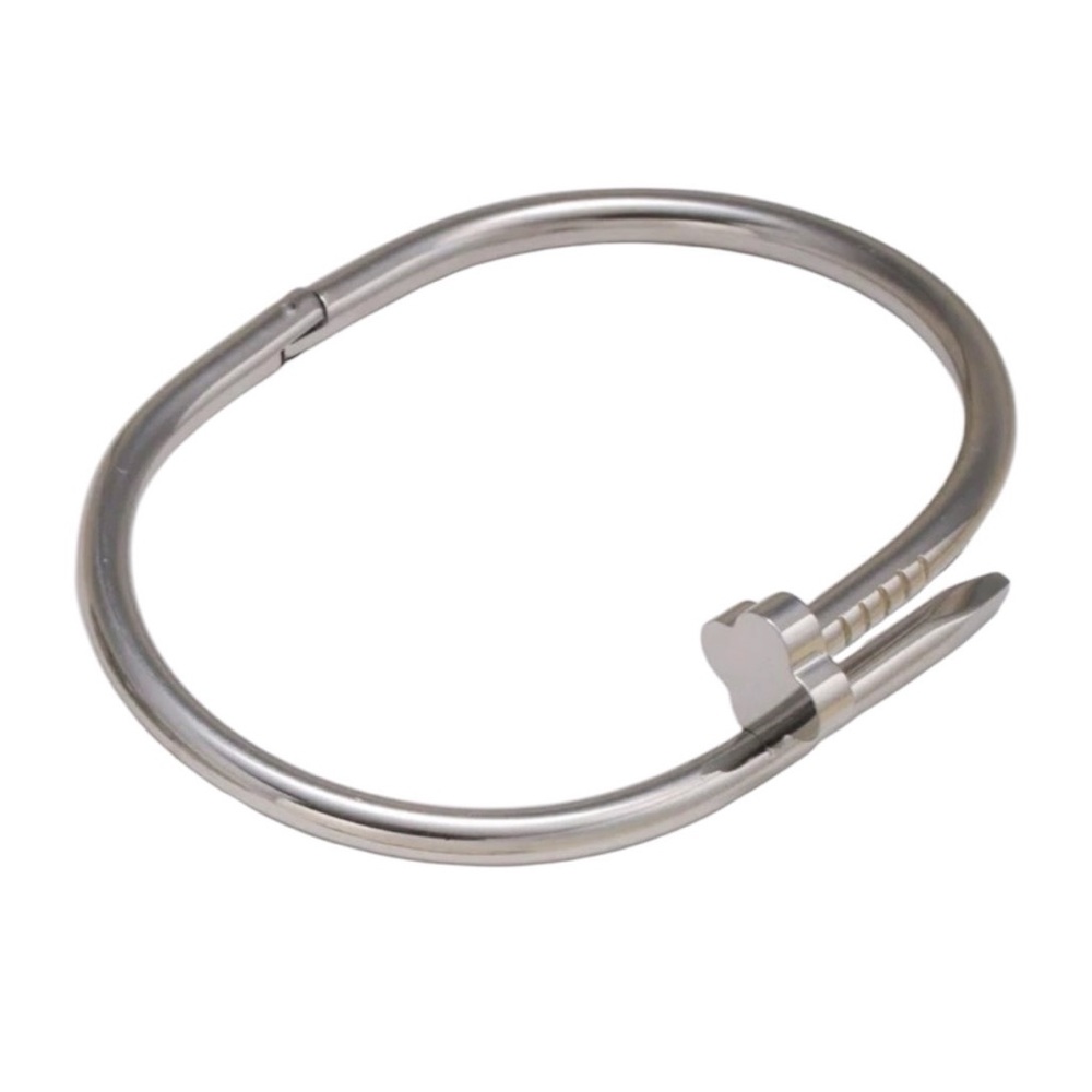 Silver Nail Design Bracelet Stainless Steel